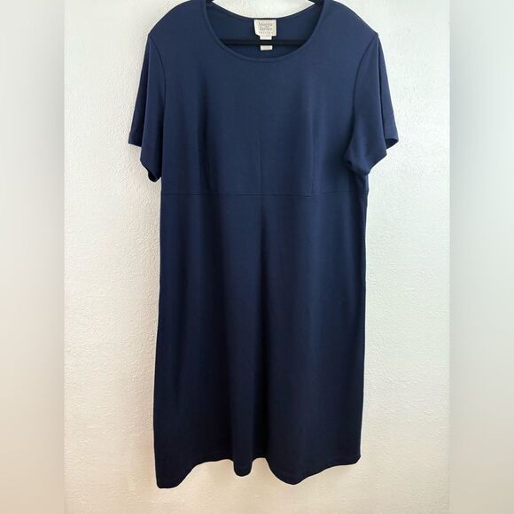 Maggie Barnes Maxi Shift Dress Short Sleeve Modest Minimalist Blue size 2XWP - Picture 1 of 7